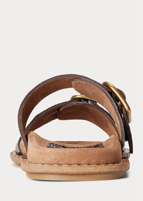 Chocolate Women’s Ralph Lauren Ezra Crocodile-Embossed Leather Sandals Chocolate Women’s Ralph Lauren Ezra Crocodile-Embossed Leather Sandals