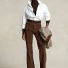 Chocolate Women’s Ralph Lauren Lambskin Suede Patch-Pocket Flare Pants