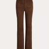 Chocolate Women’s Ralph Lauren Lambskin Suede Patch-Pocket Flare Pants