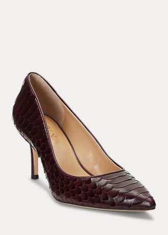 Chocolate Women’s Ralph Lauren Lanette Faux-Snakeskin Heels