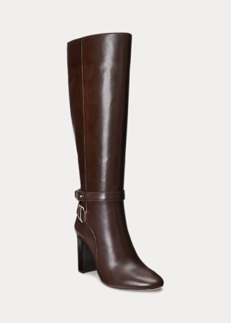 Chocolate Women’s Ralph Lauren Makenna Burnished Leather Riding Boots