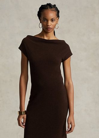 Chocolate Women’s Ralph Lauren Straight-Neck Cashmere Dress