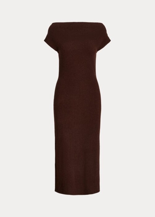 Chocolate Women’s Ralph Lauren Straight-Neck Cashmere Dress Chocolate Women’s Ralph Lauren Straight-Neck Cashmere Dress