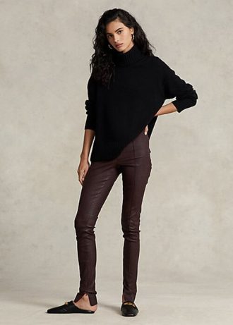 Chocolate Women’s Ralph Lauren Stretch Lambskin Skinny Pants