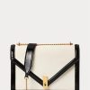 Cream/Black Women’s Ralph Lauren Polo ID Suede Envelope Crossbody Bags