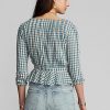 Cream / Blue Women’s Ralph Lauren Gingham Voile Peplum Blouse Shirts Cream / Blue Women’s Ralph Lauren Gingham Voile Peplum Blouse Shirts