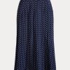 Cream / Navy Women’s Ralph Lauren Polka-Dot Pleated Crepe Skirts