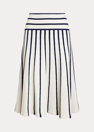 Cream / Navy Women’s Ralph Lauren Striped Knit Midi Skirts Cream / Navy Women’s Ralph Lauren Striped Knit Midi Skirts