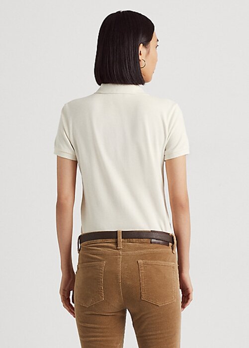 Cream Women’s Ralph Lauren Beaded-Crest Piqué Polo Shirts Cream Women’s Ralph Lauren Beaded-Crest Piqué Polo Shirts