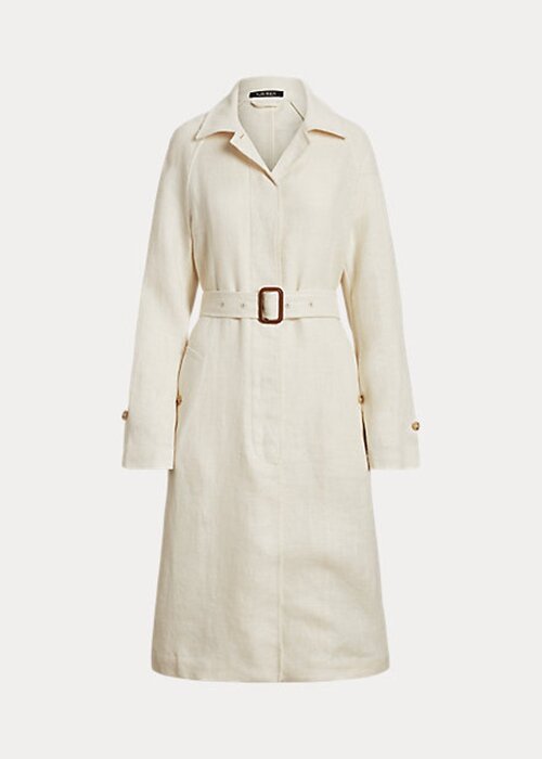 Cream Women’s Ralph Lauren Belted Herringbone Linen Coats Cream Women’s Ralph Lauren Belted Herringbone Linen Coats