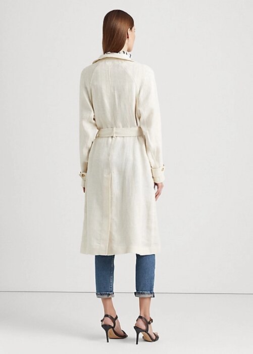Cream Women’s Ralph Lauren Belted Herringbone Linen Coats Cream Women’s Ralph Lauren Belted Herringbone Linen Coats