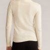 Cream Women’s Ralph Lauren Buttoned Cashmere Turtleneck Sweaters