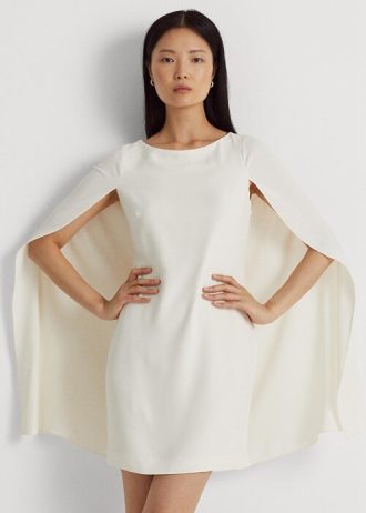 Cream Women’s Ralph Lauren Cape Georgette Cocktail Dress