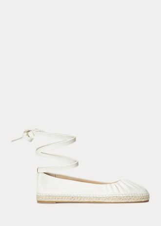 Cream Women’s Ralph Lauren Cecilia Nappa Leather Lace-Up Flat Shoes Cream Women’s Ralph Lauren Cecilia Nappa Leather Lace-Up Flat Shoes