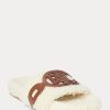 Cream Women’s Ralph Lauren Dixie Leather-Trim Shearling Flat Shoes