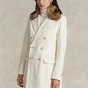Cream Women’s Ralph Lauren Faux Fur-Collar Double-Breasted Coats