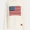 Cream Women’s Ralph Lauren Flag Cashmere Crewneck Sweaters