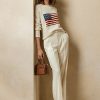 Cream Women’s Ralph Lauren Flag Cashmere Crewneck Sweaters