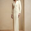 Cream Women’s Ralph Lauren Kristian Silk Tuxedo Dress