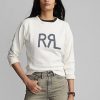 Cream Women’s Ralph Lauren Logo French Terry Crewneck Sweatshirts