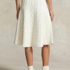 Cream Women’s Ralph Lauren Multi-cable Wool-cashmere A-line Skirts