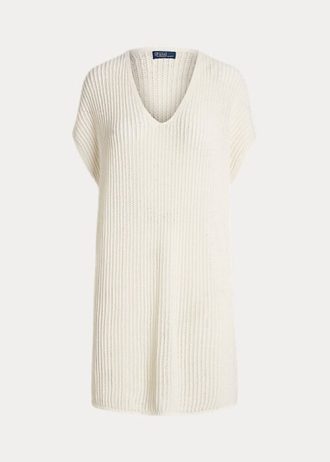 Cream Women’s Ralph Lauren Open-Stitch Merino Wool Tunic Sweaters