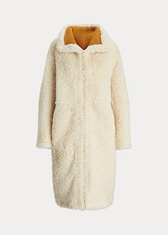 Cream Women’s Ralph Lauren Oversize Reversible Shearling Coats