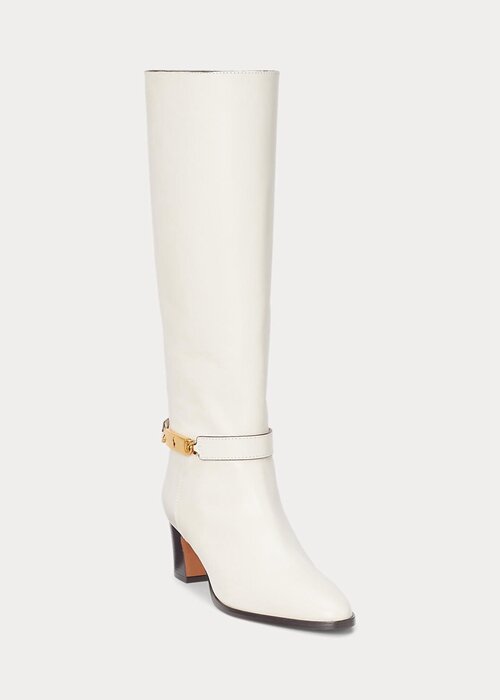 Cream Women’s Ralph Lauren Polo ID Waxed Calfskin Boots Cream Women’s Ralph Lauren Polo ID Waxed Calfskin Boots