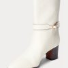 Cream Women’s Ralph Lauren Polo ID Waxed Calfskin Boots Cream Women’s Ralph Lauren Polo ID Waxed Calfskin Boots