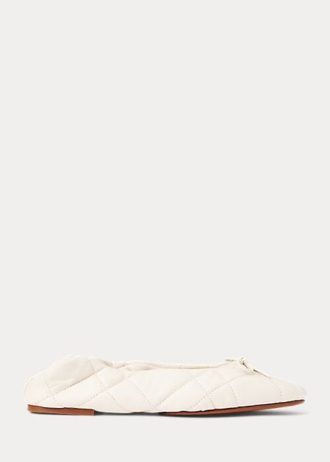 Cream Women’s Ralph Lauren Quilted Lambskin Ballet Flat Shoes Cream Women’s Ralph Lauren Quilted Lambskin Ballet Flat Shoes