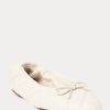 Cream Women’s Ralph Lauren Quilted Lambskin Ballet Flat Shoes