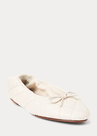 Cream Women’s Ralph Lauren Quilted Lambskin Ballet Flat Shoes Cream Women’s Ralph Lauren Quilted Lambskin Ballet Flat Shoes