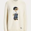 Cream Women’s Ralph Lauren Sarong Bear Jersey Sweaters