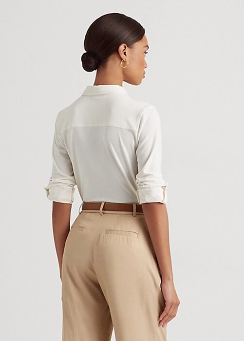 Cream Women’s Ralph Lauren Stretch Jersey Shirts Cream Women’s Ralph Lauren Stretch Jersey Shirts