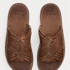 Dark Brown Men’s Ralph Lauren Braided Leather Slippers