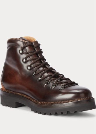 Dark Brown Men’s Ralph Lauren Fidel Burnished Calfskin Boots
