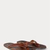 Dark Brown Men’s Ralph Lauren Leather Flip Flops