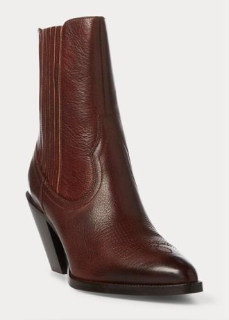 Dark Brown Women’s Ralph Lauren Lowrey Leather Cowboy Boots