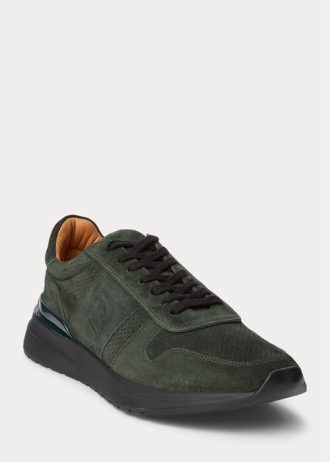 Dark Green Men’s Ralph Lauren Ethan Calf-Suede Sneakers