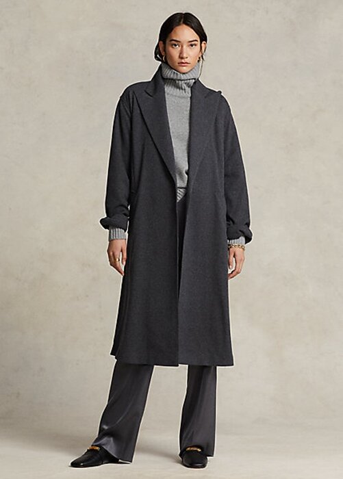 Dark Grey Women’s Ralph Lauren Flannel Wrap Coats Dark Grey Women’s Ralph Lauren Flannel Wrap Coats