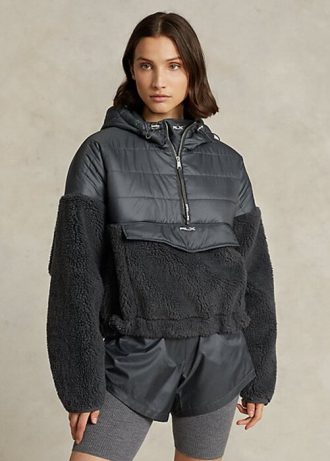 Dark Grey Women’s Ralph Lauren High-Pile & Ripstop Hybrid Pullover Jackets Dark Grey Women’s Ralph Lauren High-Pile & Ripstop Hybrid Pullover Jackets