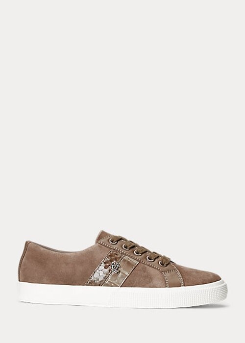 Dark Grey Women’s Ralph Lauren Janson II Leather-Trim Suede Sneakers Dark Grey Women’s Ralph Lauren Janson II Leather-Trim Suede Sneakers