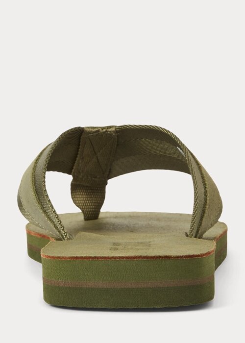 Dark Olive Men’s Ralph Lauren Grosgrain-Trim Suede Flip Flops Dark Olive Men’s Ralph Lauren Grosgrain-Trim Suede Flip Flops
