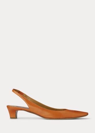 Dark Yellow Women’s Ralph Lauren Kels Leather Slingback Heels