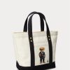 Ecru/Black Women’s Ralph Lauren Canvas Small Polo Bear Tote Bags