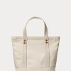 Ecru Multi Women’s Ralph Lauren Canvas Small New Orleans Polo Bear Tote Bags