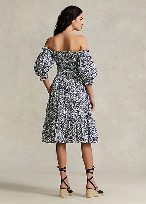 Flower Women’s Ralph Lauren Floral Blouson-Sleeve Cotton Dress Flower Women’s Ralph Lauren Floral Blouson-Sleeve Cotton Dress