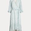 Flower Women’s Ralph Lauren Floral Crinkle Georgette Wrap Dress