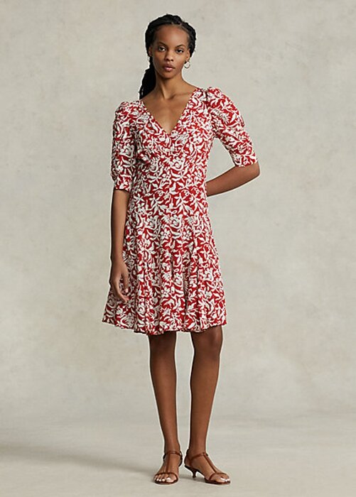 Flower Women’s Ralph Lauren Floral Mutton-Sleeve Godet Crepe Dress Flower Women’s Ralph Lauren Floral Mutton-Sleeve Godet Crepe Dress