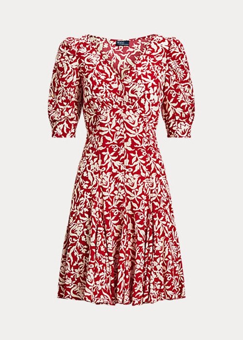 Flower Women’s Ralph Lauren Floral Mutton-Sleeve Godet Crepe Dress Flower Women’s Ralph Lauren Floral Mutton-Sleeve Godet Crepe Dress